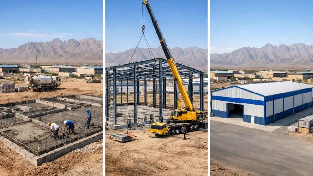 مدت زمان ساخت سوله در کاشان؛ از پی‌ریزی تا نصب قطعات فلزی